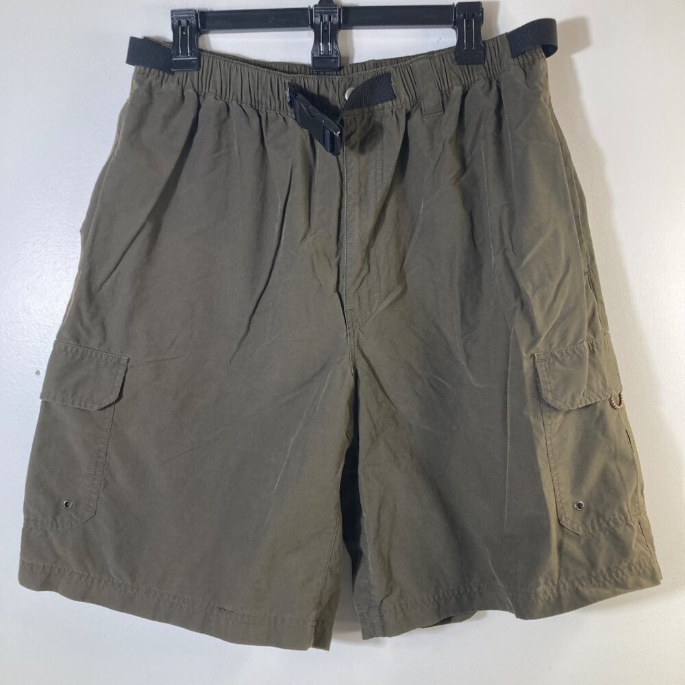 Mens Roundtree & Yorke Outfitters Cargo Hiking Shorts Belt Green L Cotton Nylon